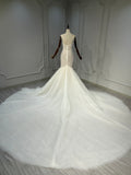 Ostty Sheer Corset Mermaid Wedding Dress with Tulle Train OST-MS030-25 (Wholesale)