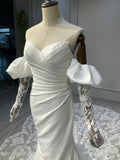 Ostty Satin Mermaid Wedding Dress with Illusion Long Sleeves OST-SL026-25 (Wholesale)