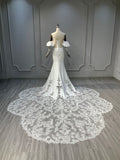 Ostty Satin Mermaid Wedding Dress with Illusion Long Sleeves OST-SL026-25 (Wholesale)