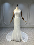 Ostty Strapless Sequin Mermaid Wedding Dress with Train OST-SQ003-25 (Wholesale)