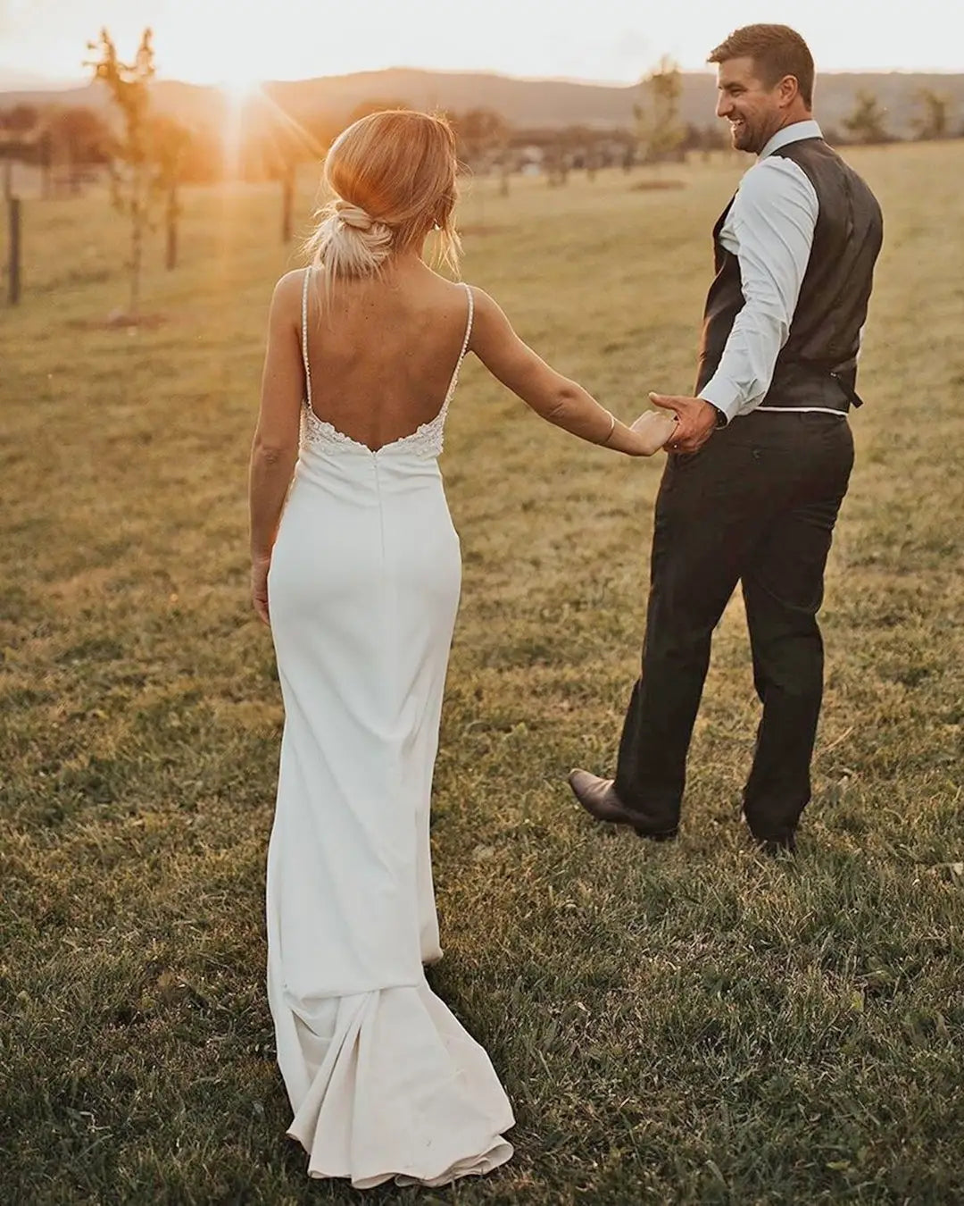 Open Back Rustic Wedding Dresses