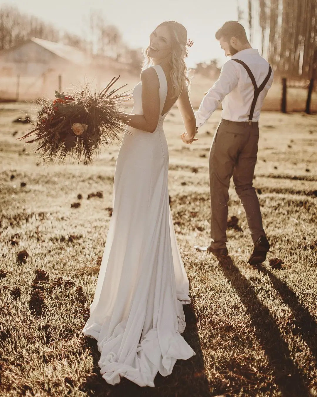 Open Back Rustic Wedding Dresses