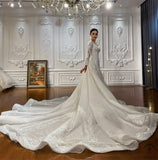 Appliques Detachable Train Lace Mermaid Wedding Dress OS4287 - $949.99