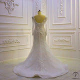 Appliques Detachable Train Lace Mermaid Wedding Dress OS4287 - $949.99