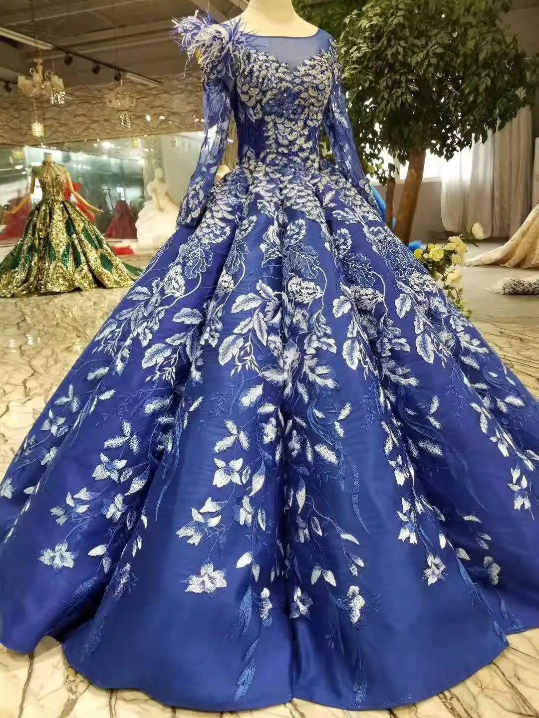40 Stunning Wedding Dresses to Make You Look Perfect on Wedding Day; Open-back wedding dresses; Blue wedding dresses; sexy wedding dresses; beautiful wedding dresses;party dress