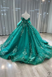 Green Cape Long Sleeves Quinceanera Dress OS747 - Bridal Party Dresses $899.99