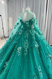 Green Cape Long Sleeves Quinceanera Dress OS747 - Bridal Party Dresses $899.99