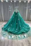 Green Cape Long Sleeves Quinceanera Dress OS747 - Bridal Party Dresses $899.99