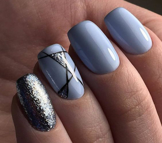 Manicure Geometric Nail Art Ideas ; design de unhas; Геометрия Дизайн ногтей; Дизайн ногтей; geometric nails; Grey nails; manicure; nail shop; nail salon;