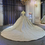 High level Grey Long Sleeve V Neck beading Wedding Dress OS4084 - wedding dresses $1,599.90