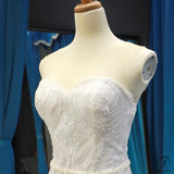 Korean Style Tight Waist Fishtail Luxury Wedding Dress Bridal French Wedding Wedding Veil Super Fairy Small Tail Dress - 白色 - $599.99