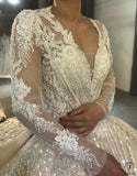 Long Sleeves Beading Wedding Dress OS3916 - $2,460.50