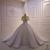 Luxury beading Appliques Short Sleeve Wedding Dress With Train - OS11644 $1,599.99
