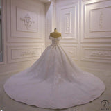 Luxury beading Appliques Short Sleeve Wedding Dress With Train - OS11644 $1,599.99