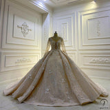 Luxury Embroidered Long Sleeve Round Neck Wedding Dresses OS3947 - Wedding & Bridal Party Dresses $1,699.99