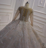 Luxury Embroidered Long Sleeve Round Neck Wedding Dresses OS3947 - Wedding & Bridal Party Dresses $1,699.99