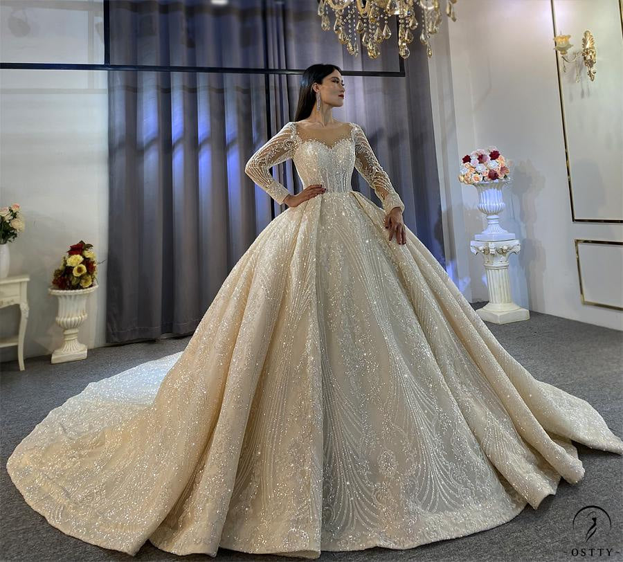 OSTTY - Luxury Embroidered Long Sleeve V Neck Wedding Dresses OS3944 $1,699.99 OSTTY - Luxury Embroidered Long Sleeve V Neck Wedding Dresses OS3944 $1,699.99