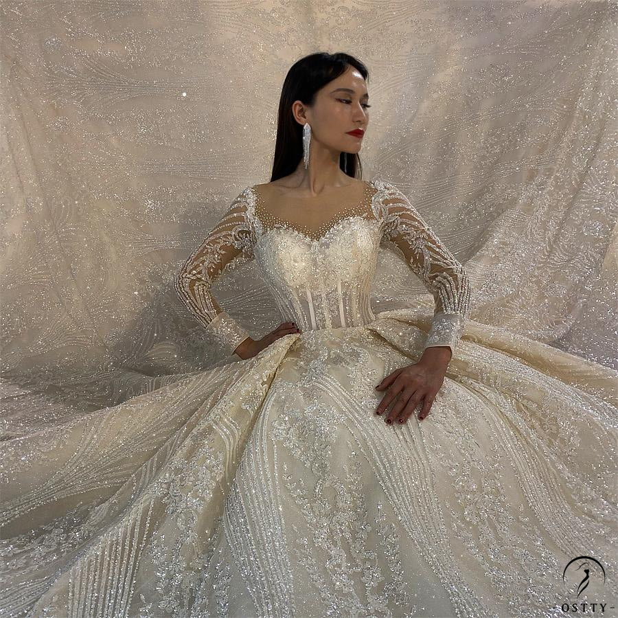 OSTTY - Luxury Embroidered Long Sleeve V Neck Wedding Dresses OS3944 $1,699.99 OSTTY - Luxury Embroidered Long Sleeve V Neck Wedding Dresses OS3944 $1,699.99