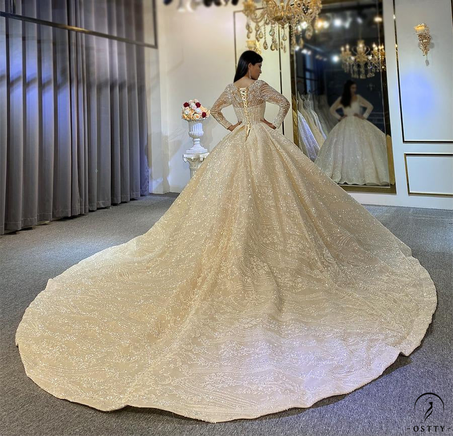 OSTTY - Luxury Embroidered Long Sleeve V Neck Wedding Dresses OS3944 $1,699.99 OSTTY - Luxury Embroidered Long Sleeve V Neck Wedding Dresses OS3944 $1,699.99
