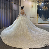 Luxury Embroidered Long Sleeve V Neck Wedding Dresses OS3956 - Wedding & Bridal Party Dresses $1,699.99