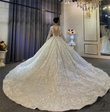 Luxury Embroidered Long Sleeve V Neck Wedding Dresses OS3956 - Wedding & Bridal Party Dresses $1,699.99