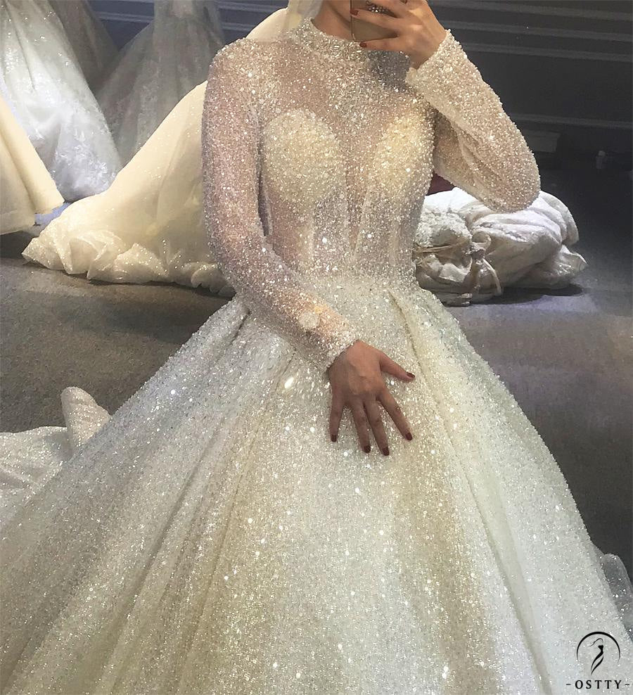 embroidered luxury dresses Luxury Teal Beaded Embroidered High-Slit Mermaid Prom Dress SH407