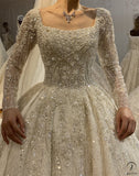 Luxury Embroidered Round Neck Long Sleeves Wedding Dresses OS4174 - Wedding & Bridal Party Dresses $1,680