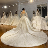 Luxury Embroidered Round Neck Long Sleeves Wedding Dresses OS4174 - Wedding & Bridal Party Dresses $1,680