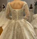 Luxury Embroidered Round Neck Long Sleeves Wedding Dresses OS4174 - Wedding & Bridal Party Dresses $1,680