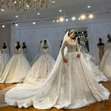 Luxury Embroidered Round Neck Long Sleeves Wedding Dresses OS4174 - Wedding & Bridal Party Dresses $1,680
