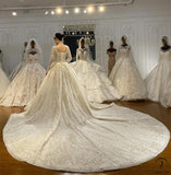 Luxury Embroidered Round Neck Long Sleeves Wedding Dresses OS4174 - Wedding & Bridal Party Dresses $1,680