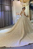 Luxury Embroidered Sleeveless Boat Neck Wedding Dresses OS3959 - Wedding & Bridal Party Dresses $1,399.99
