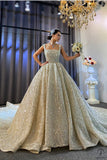Luxury Embroidered Sleeveless Boat Neck Wedding Dresses OS3959