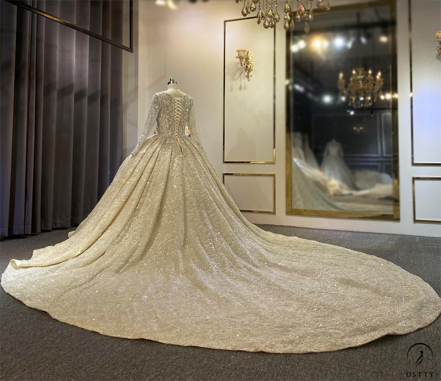 luxury embroidered dresses for special events This royal blue couture gown was specially designed to embody power, elegance, and timeless luxury. Covered in thousands of hand-sewn crystals, beads, and intricate embroidery that flow dramatically from shoulder to