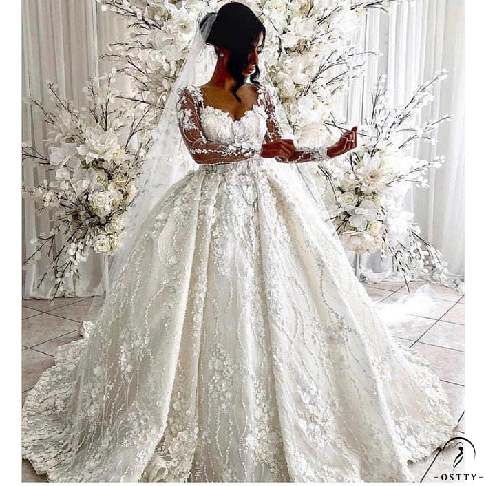 OSTTY - Luxury V Neck Long Sleeves Full Beading Crystals Wedding Dress OS3919 $1,349.99 OSTTY - Luxury V Neck Long Sleeves Full Beading Crystals Wedding Dress OS3919 $1,349.99