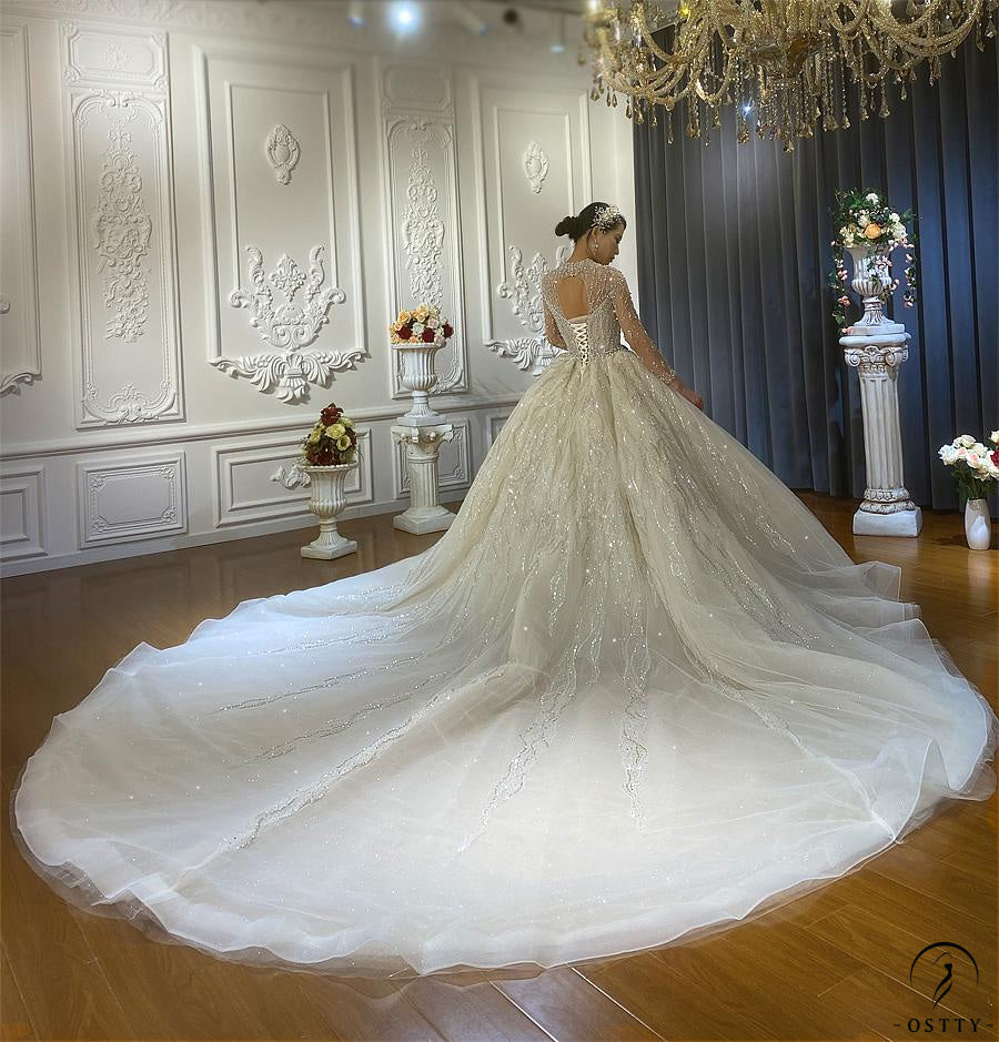 OSTTY - Luxury White Wedding Dress Long Sleeve Ball Gown Crystal Dresses OS856 $1,288.99 OSTTY - Luxury White Wedding Dress Long Sleeve Ball Gown Crystal Dresses OS856 $1,288.99