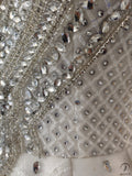 Luxury White Wedding Dress Long Sleeve High Neck Full Beading Ball Gown - $1,399.99