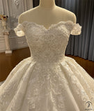 OS4485 Off Shoulder Lace Appliqued Wedding Dress - $1,380