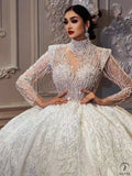 OS4486 Wedding Dresses High Neck Long Sleeves Wedding Gowns