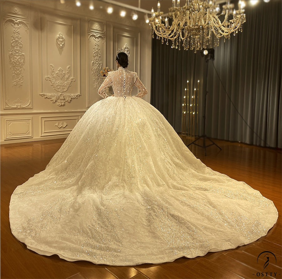 OS4486 Wedding Dresses High Neck Long Sleeves Wedding Gowns - $1,900