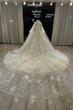Ostty Champagne Luxury Long Trail Flower Wedding Dress OS772 - $959.99