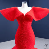 Red Bridal Dress Toast Dress Fish Tail Figure Flattering Princess Dress Stage Costume - Red / Customized Dress - $738.53