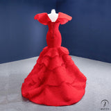 Red Bridal Dress Toast Dress Fish Tail Figure Flattering Princess Dress Stage Costume - Red / Customized Dress - $738.53