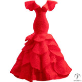 Red Bridal Dress Toast Dress Fish Tail Figure Flattering Princess Dress Stage Costume - Red / Customized Dress - $738.53
