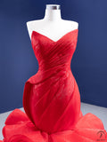 Red Bridal Dress Toasting Dress Fishtail Trailing Slim-Fit Solo Pettiskirt Performance Dress - Red / Customized Dress - $724.39