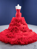 Red Bridal Dress Toasting Dress Fishtail Trailing Slim-Fit Solo Pettiskirt Performance Dress - Red / Customized Dress - $724.39