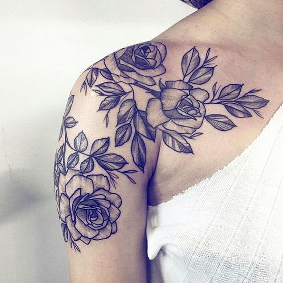 50+ Shoulder Tattoo For Woman;Simple Shoulder tattoo ; flower tattoos; rose tattoos; beautiful tattoos; Shoulder tattoos; sex tattoos