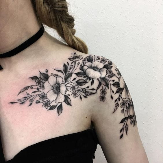 50+ Shoulder Tattoo For Woman;Simple Shoulder tattoo ; flower tattoos; rose tattoos; beautiful tattoos; Shoulder tattoos; sex tattoos