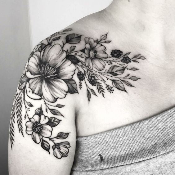 50+ Shoulder Tattoo For Woman;Simple Shoulder tattoo ; flower tattoos; rose tattoos; beautiful tattoos; Shoulder tattoos; sex tattoos
