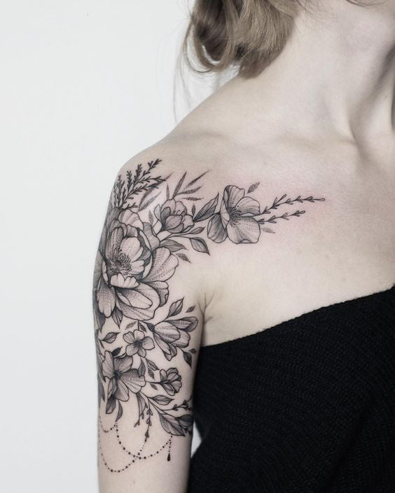50+ Shoulder Tattoo For Woman;Simple Shoulder tattoo ; flower tattoos; rose tattoos; beautiful tattoos; Shoulder tattoos; sex tattoos